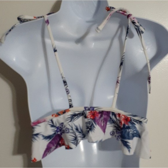 Swimsuits For All Floral Tie-Front Ruffle Triangle Bikini Top 4 NWT - Picture 6 of 8